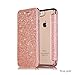 Produktbild Leweiany iPhone 6 Plus Lederhülle Roségold, Glänzend Glitzer Bling Leder Flip Brieftasche im Bookstyle Durchsichtig Silikon Schutzhülle Plating TPU Rahmen Hülle für Apple iPhone 6 Plus/6S Plus 5.5"