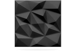 DECCART - Panneau Mural Decoratif 3D | Revetement mural | Panneaux Muraux | Polystyrène PSE | 50x50 cm Brylant 2 m², 8 pièces, noir