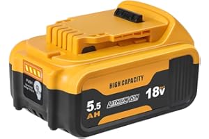 Powarobor 18V 5.5Ah DCB184 Lithium-Ion Replacement Battery for Dewalt 18V XR Power Tools compatible with DCB180 DCB182 DCB183 DCB200 DCB201