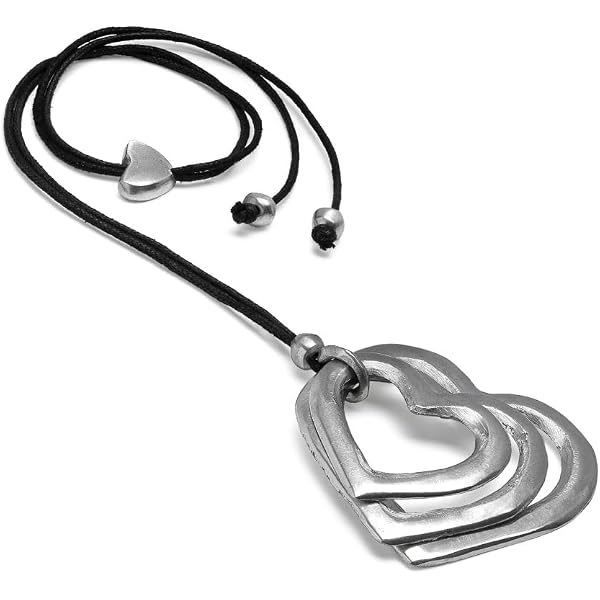 Collana Vestopazzo Con Pendenti Cuori Piatti In Alluminio Riciclato - Girocollo Regolabile Fatto A Mano - AL04175 - 4