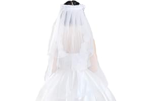 SimpleLife Bambini Tulle Veli da Sposa Ragazze Prima Comunione Veli Pizzo Velo da Sposa Fiori Ghirlanda Ruffles Pizzo Floreale Festa Nuziale Corona Corona