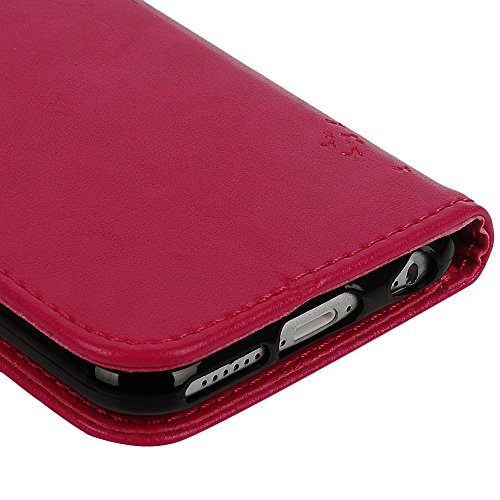iPhone 6 Case,iPhone 6S Case (4.7 inch), YOKIRIN [Wallet Case] Premium Soft PU Leather Notebook Wallet Embossed Flower Tree Design Case with [Kickstand] Stand Function Card Holder and ID Slot Slim Flip Protective Skin Cover for iPhone 6 ,iPhone 6S, Rose Red