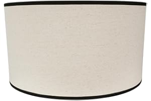 ValueLights | Large Easy Fit Natural Linen Drum Light Shade with a Black Trim Bedroom Hallway Lampshade | Shades, Home Décor & Improvement Essential | 450mm Shade Width