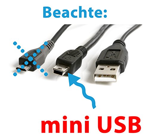 valonic 16,5cm ultra kurzes Mini USB Kabel, 2 Stück, Datenkabel und Ladekabel, Kontakte innen vergoldet, USB A to Mini, sehr kurz, schwarz, 30 AWG - 4