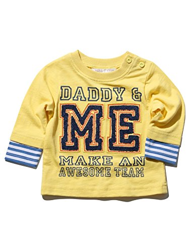 M&Co Baby Boy Long Sleeve Mock Layer Daddy And Me Make An Awesome Team Slogan T-Shirt Yellow 0/3 Mnths