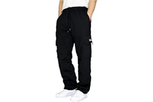 Halfword Mens Loose Fleece Cargo Trousers Casual Gym Jogging Bottoms Lightweight Joggers Sweatpants