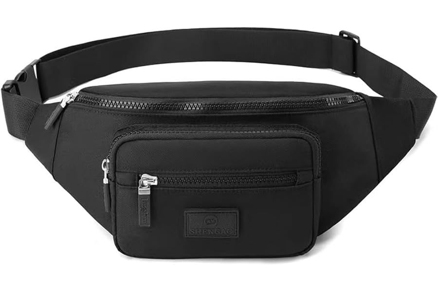 Bumbags for Ladies Bum Bag Fanny Pack Men Women Waist Pack Lightweight Adjustable for Running Walking Hiking Jogging (Black)