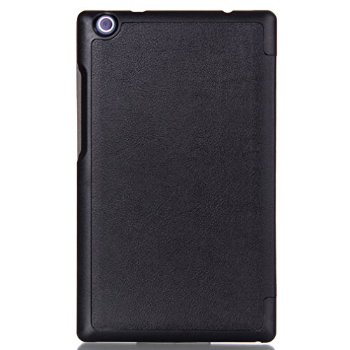 LMAZWUFULM Hülle für Lenovo Tab 3 8 (TB3-850F / TB3-850M) / Tab 2 A8-50 (8.0 Zoll) PU Leder Ultra Dünn Tri-Faltbar Lederhülle Custer Design im Bookstyle mit Stent-Funktion und Karten Slot Schutzhülle Ledertasche Flip Cover für Lenovo Tab 2 A8-50 / Tab 3 8 (TB3-850F / TB3-850M) (8.0 Zoll) Tablet-PC Schwarz - 2