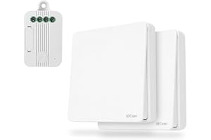 AICase Interruptor Inalámbrico, Interruptor y Mando inalámbrico, Puede colocarse en la Pared o como Control Remoto portátil,Sin batería Sin Cables No se Requiere Wi-Fi (2 Grandes)