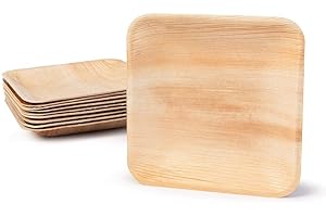 BOX And Tree| 100pièces Vaisselle Jetable Biodégradable en Feuille de Palmier 15x15cm|Assiettes Jetable Biodégradable Compostable Assiette Idéale Dessert, Salad,