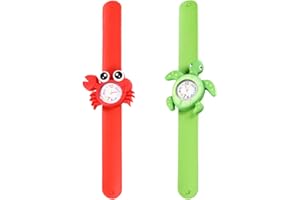 Hemobllo Slap on Uhren, 2 Stück Niedliche Cartoon Kinder Slap Uhren Mit Silikonbändern Armbanduhren für Kinder Jungen Mädchen, Zufällige Armbandfarbe