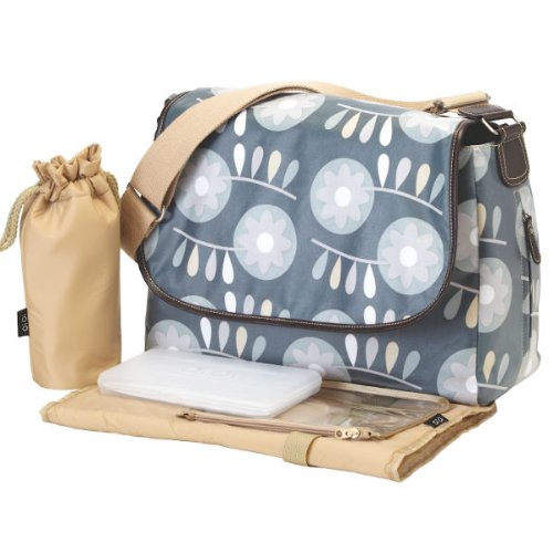 OiOi Changing Bag - The Messenger - Slate Retro Circular Floral