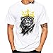 Produktbild Bluse Shirts Herren, Sunday Herren Löwe Druck Tees Shirt Kurzarm T-Shirt Bluse Sweatshirts Basic O-Ausschnitt Shirt Mode 2018 (4XL, Weiß)