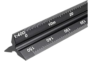 katmerio 30 cm Dreikantmaßstab, Maßstab Lineal Dreikant aus Aluminium, 1:100, 1:200, 1:250, 1:300, 1:400, 1:500, Maßstabslineal für Ingenieure Architekten und Studierende.(Schwarz)