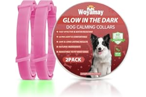 Woyamay Collare Calmante per Cani, Collare Luminoso per Cani Calmante Anti-ansia Regolabili, Collare Cane ai Feromoni Calmante Naturale a 60 Giorni per Cani di Tutte Le Taglie, Rosa Caldo 2 Pezzo