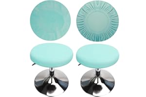 HuaLiSiJi Copri Sgabello Rotondo Tessuto di Lusso Diametro 30-40cm, Elastico Antirughe Lavabile e Antipolvere (2 Pezzi Blu)