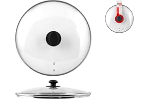 Home Coperchio con Bordo in Acciaio Inox, Plastica/Vetro, Trasparente/Nero, 40 cm