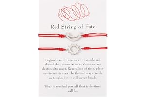 Branets Lot de 2 bracelets porte-bonheur à 7 nœuds contre le mauvais œil - Réglables - Fait à la main - Avec cordon rouge - Protection pour femme, homme et fille