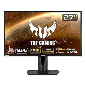 Asus TUF Gaming VG27AQ 27 Monitor, 1440P WQHD (2560 x 1440), IPS, 165Hz (Supports 144Hz), G-SYNC Compatible, 1ms, Extreme Low Motion Blur Sync, Eye Care, DisplayPort HDMI