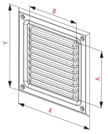 Lüftungsgitter 247 x 247 mm Schlitz-Gitter Abluftgitter Lamellengitter Insektenschutz (Weiss) - 2