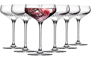 Krosno Ensemble de 6 Verres à Cocktail (230 ml/Capacité Totale 290 ml) – Collection LUMI, verres à martini cristallins, forme tulipe élégante, lave-vaisselle, pour cocktails