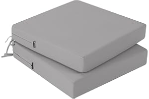 PRIMEPATIO Lot de 2 coussins de chaise - 40 x 40 cm - En mousse imperméable - Avec rubans - Pour l'extérieur, le jardin, la terrasse - Gris clair