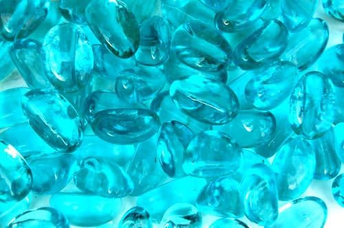 1kg Aqua Blue Glass pebbles (approx 165 pebbles) Size 12mm-23mm approx