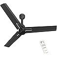 Polycab Wizzy Neo 1200mm 5-Star BLDC, Remote Ceiling fan for home | 100% Copper, High Air Delivery, 7 Speed Setting, Sleep Mode, Reverse Rotation, Boost Technology | 3+1 Years Warranty【Black Silver】