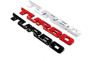GOBFAR 3 Stück Turbo 3D Metal Car Aufkleber Sticker, Metal 3D Turbo Logo Auto Emblem Badge Sticker Trunk Bumper Decal, Aufkleber Schriftzug Auto Körper Heckklappe Abzeichen Für Auto, silber schwarz rot