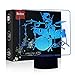 Produktbild HeXie LED Nacht Lichter 3D Illusion Nachttisch Lampe 7 Farben ändern Schlafen Beleuchtung mit Smart Touch Button Nette Geschenk Warming präsentieren kreative Dekoration ideale Kunst (Schlagzeug)