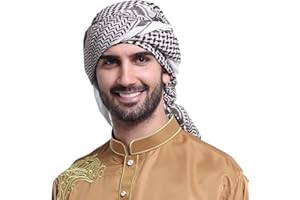 AYIDBE Écharpe Shemagh Arabe pour Homme Foulard Kaffiyeh du Moyen-Orient Classique Turban Hijab Musulman avec Bandeau Confortable Châle du Désert Bandana Couvre-chef Saoudien Respirant