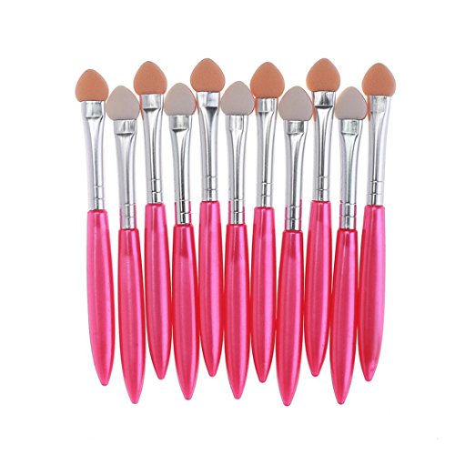 Jamicy 10Pcs Makeup Eyeshadow Brush Professional Sponge Applicator Makeup Tool (Hot Pink)
