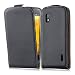 Produktbild LG NEXUS 4 Flip Hülle in SCHWARZ von Cadorabo - Handyhülle in Kunstleder für LG NEXUS 4 Case Cover Schutzhülle Etui Tasche in KAVIAR SCHWARZ