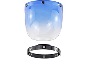 Breale Vintage Motorcycle Open Face Helmet Visor UV Protection Scooter Helmet Bubble Visor Three Snap on Shield Windproof Lens for Motorcycle Helmets Accessories