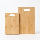 Deconox Bambu 2&rsquo;li Kesim Panosu Seti, 16x26 cm ve 20x30 cm Doğal Bambu Kesim Tahtası, Kenarlı Askı Delikli Mutfak Doğrama Sun
