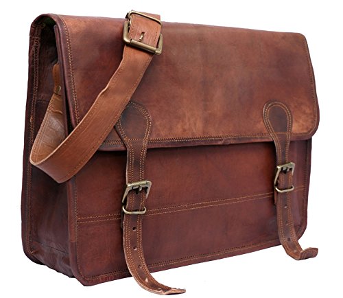 Cool Stuff Leder Laptoptasche 16  Umh  ngetasche Ledertasche Vintage   berschlagtasche Umh  ngetasche Messengerbag Ledertasche Leitz Ordner Braun
