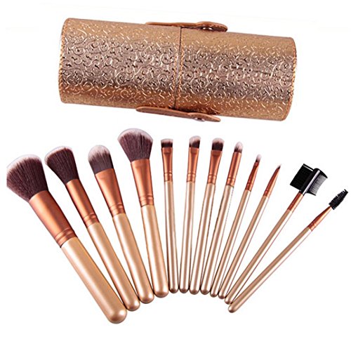 Tonsee® 12PCS Makeup Brushes Cosmetic Set Eyeshadow Brush Blusher Cosmetic Tools (Gold)