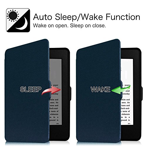 Fintie Kindle Paperwhite Hülle – Die dünnste und leichteste Smartshell Case Schutzhülle Tasche mit auto Sleep / Wake für den neuen Kindle Paperwhite 2016 (mit 300 ppi-Display, 6 Zoll, und integrierter Beleuchtung) und alle Modelle von 2012, 2013, 2014, 2015, Marineblau - 3