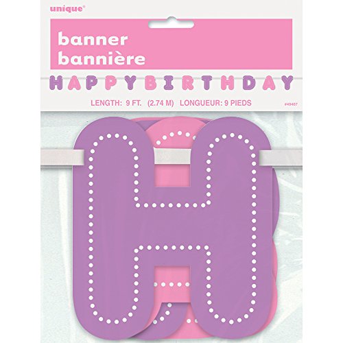 Banner / Party-Deko, Aufschrift: „Happy Birthday“, 274 cm, Lila / Pink - 3