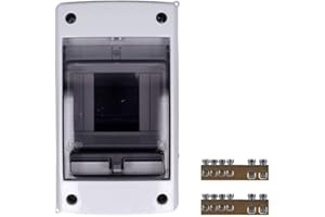 VOLTKING Aufputz Feuchtraum Verteiler 1 -reihig IP65 2-4 Module - Verteilerkasten Kleinverteiler Sicherungskasten, Tür transparent