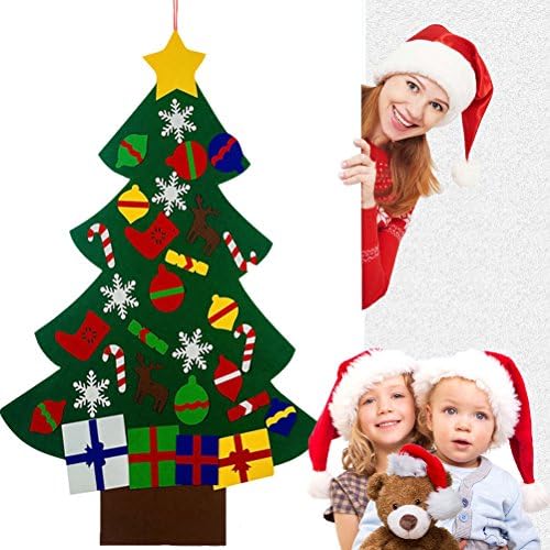 Felt Christmas Tree for Kids DIY Wall Christmas Decorations Tree Set Wall Hanging with 31 Pieces Detachable Christmas Ornaments