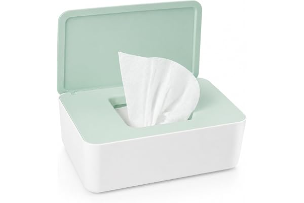 jiuzcare Boite a Lingettes Humides Distributeur Lingettes Bebe Boite Lingettes Humides Etanche (Grande Capacite Hermetique Anti-Sechage Salle de Bain Table a Langer Voiture) Vert Blanc