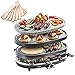 Produktbild VonShef 3-in-1 Raclette-Grill für 8 Personen mit Naturstein & Grillplatten, Fondue-Wärmer, Tapas & Mini Crepe Maker inkl. Pfännchen & Racletteschiebern