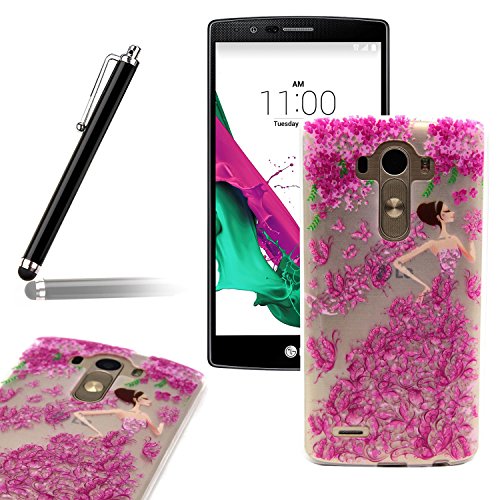 LG G4 Case,LG G4 Silicone Case,LG G4 TPU Case,Ukayfe LG G4 Protective Bumper Case,Clear Thin Transparent Soft Gel TPU Silicone Skin Case for LG G4,Unique Fashion Cute Floral Girls Butterfly Pattern Dandelion Flower Dreamcacther Cartoon Case for LG G4 with 1 x Stylus