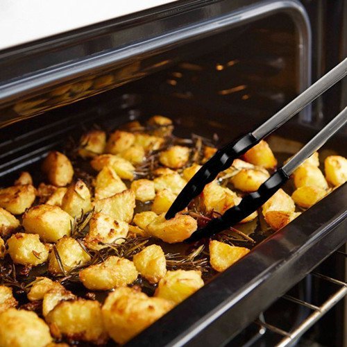 10er Silikon Küchenutensilien – Silikon Kochen Set – Zangen, Schneebesen, Pinsel, Spatel, Slotted Löffel, Nudel Löffel, Reis Paddel, Slotted Spatulla, Suppe Löffel, Hitzebeständige Kochutensilien, BPA Free Silikon Kitcen Werkzeug-Set(Schwarz) - 5