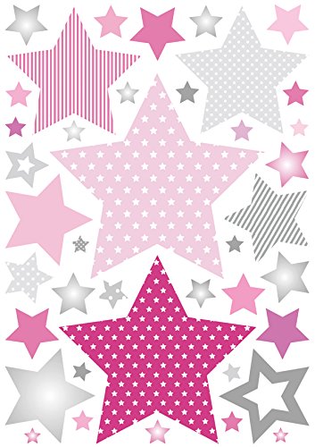 anna wand Wandsticker STARS – Wandtattoo für Kinderzimmer / Babyzimmer mit Sternen in versch. Farben – Wandaufkleber Schlafzimmer Mädchen & Junge, Wanddeko Baby / Kinder - 2