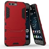 Roreikes Huawei P10 Hülle, Rüstungs Series Hülle Silikon Stoßfest Case mit Ständer Schutzhülle für Huawei P10 (5,1 Zoll) - Rot