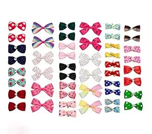 PET SHOW 20Pairs Dog Hair Bows with Rubber Band 2,3,4 inch Big Dog Hair Bows with Rhinestone Flowers Bowknot Topknot for Small Medium Large Dogs Cats Rabbits Girl Boy Pink Blue Grooming Accessories