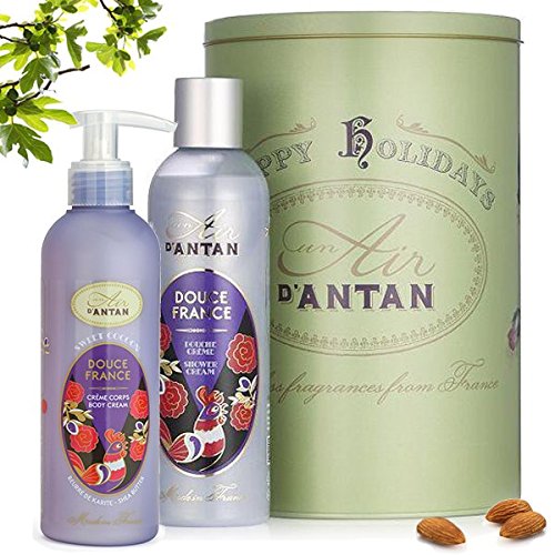 Un Air d'Antan® Cofanetto Douce per Donna, 1 Gel Doccia Idratante 250ml e 1 Crema Corpo Nutriente 200ml, Profumo Originale con Mandorle Dolci e Fichi, Buono Idea Regalo di Natale Donna, Compleanno