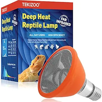 TEKIZOO Deep Heat Lamp Infrared Heater Light for Reptile and Amphibian Pet (100 W)